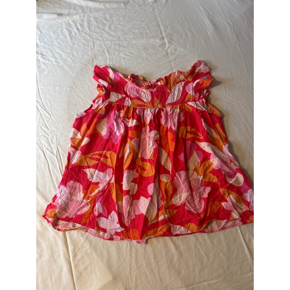 Haptics Floral Babydoll Blouse Womens 2X Multicolor Good Ruffle Cap Sleeve Top